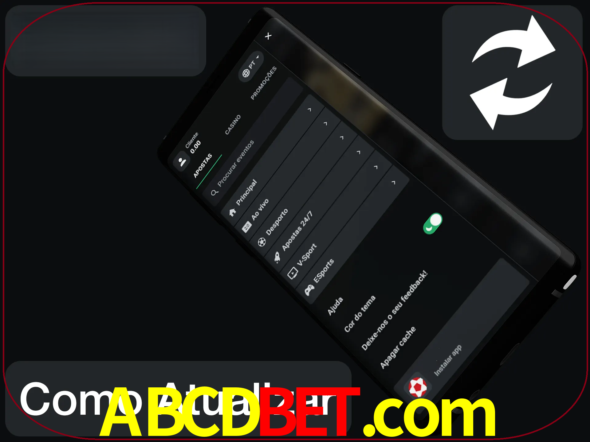 O aplicativo é atualizado automaticamente quando você faz o login.